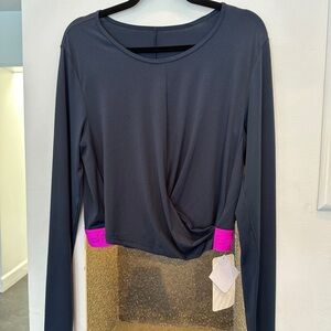 BNWT Fabletics PIA front twist top Navy Purple Orchid size XXL 14-16